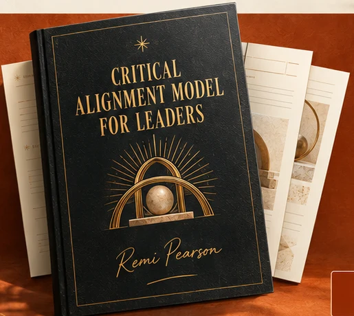 Critical Alignment Model for Leaders by Remi Pearson, with its workbook pages